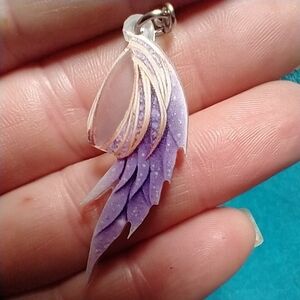Cute purple gold fairy wing wire earrings